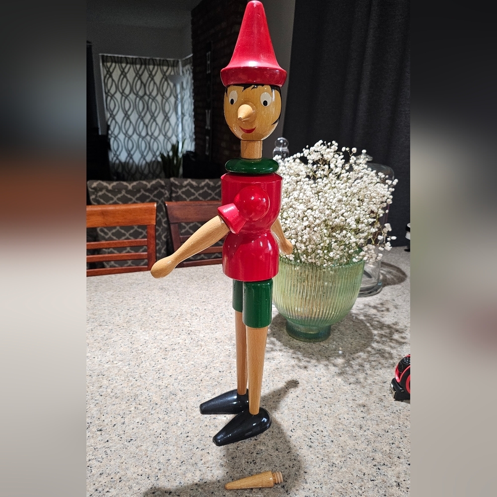 RARE Amazing Italian Wooden Classic Pinocchio Toy By GIOCATTOLI BREVETTATI - Picture 6 of 9